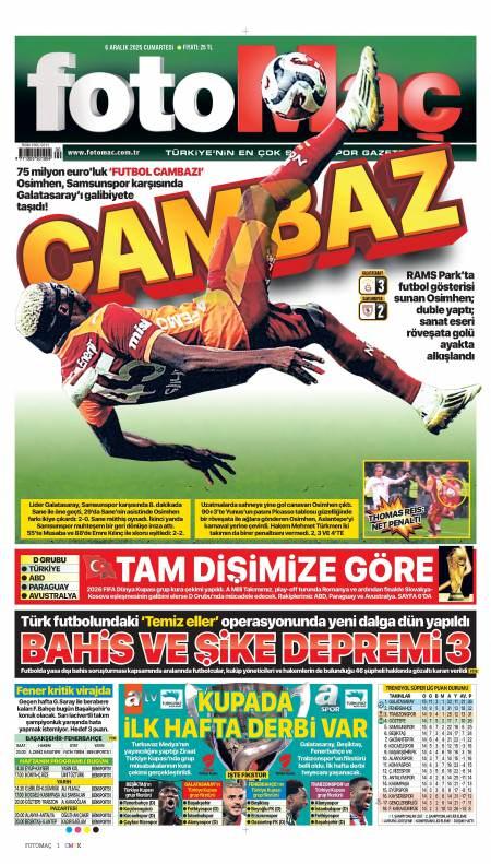06 Aralık 2025 Fotomaç Gazetesi Manşetleri