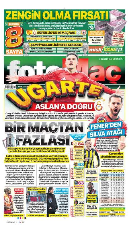 07 Nisan 2026 Fotomaç Gazetesi Manşetleri