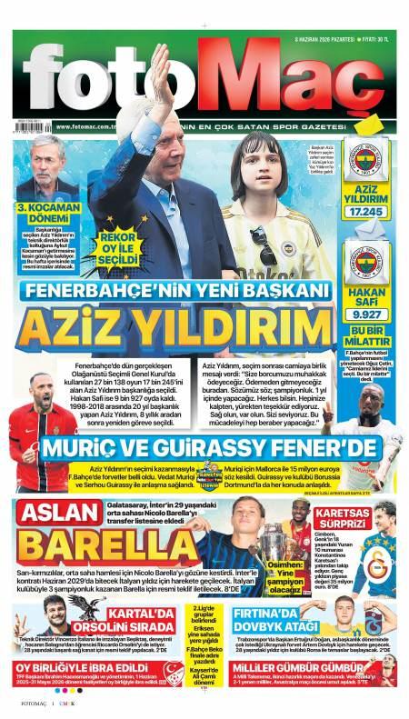 08 Haziran 2026 Fotomaç Gazetesi Manşetleri