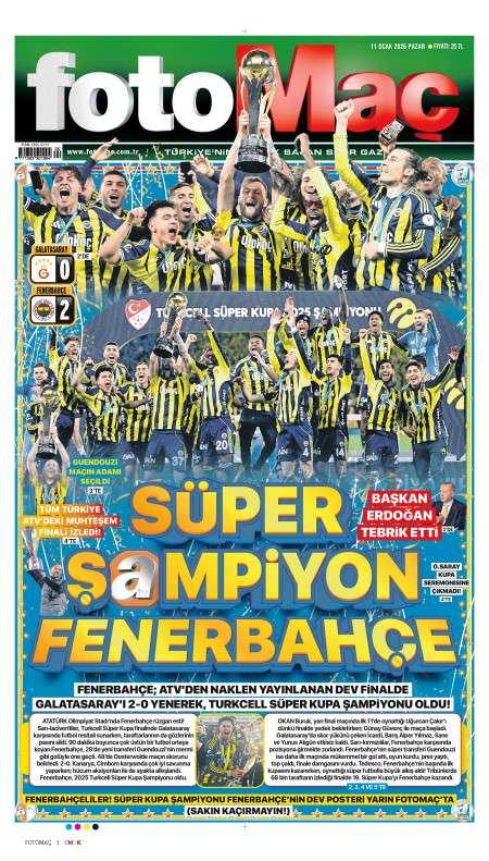 11 Ocak 2026 Fotomaç Gazetesi Manşetleri