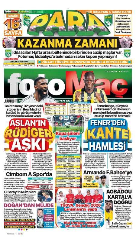 13 Ocak 2026 Fotomaç Gazetesi Manşetleri
