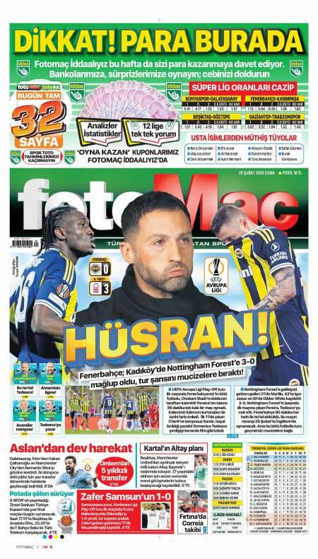 20 Şubat 2026 Fotomaç Gazetesi Manşetleri