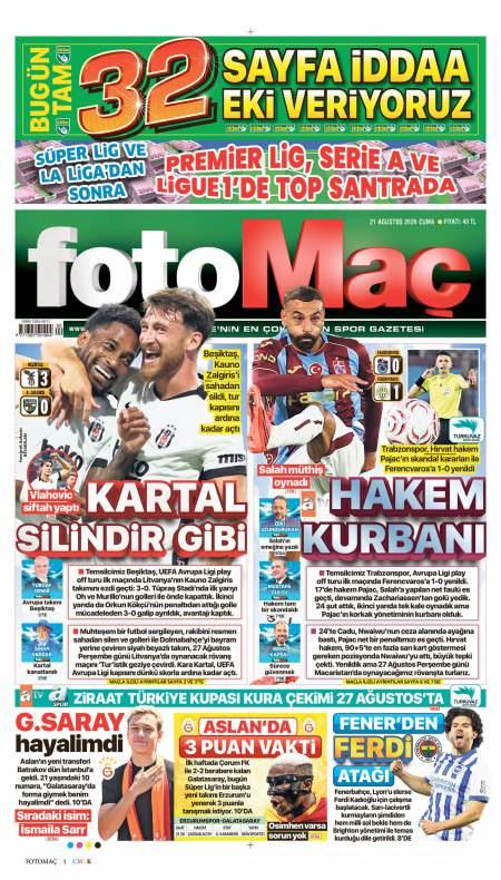 21 Ağustos 2026 Fotomaç Gazetesi Manşetleri