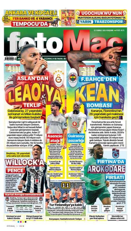 23 Temmuz 2026 Fotomaç Gazetesi Manşetleri