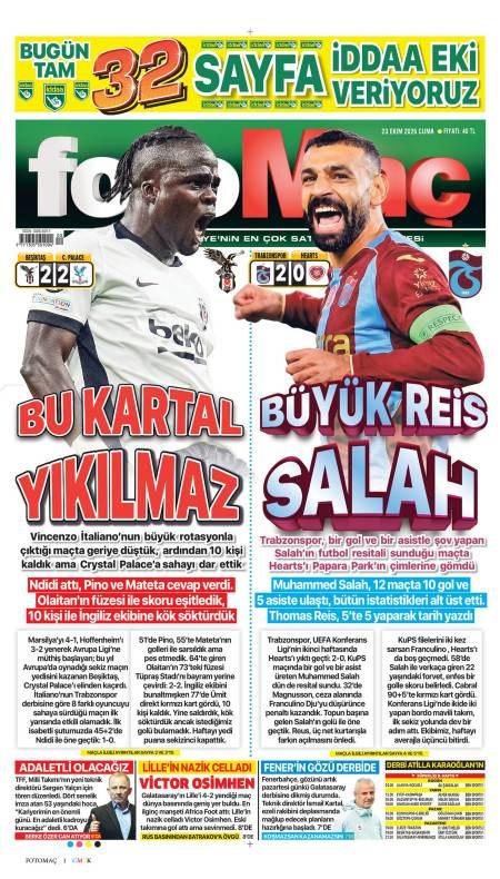 23 Ekim 2026 Fotomaç Gazetesi Manşetleri