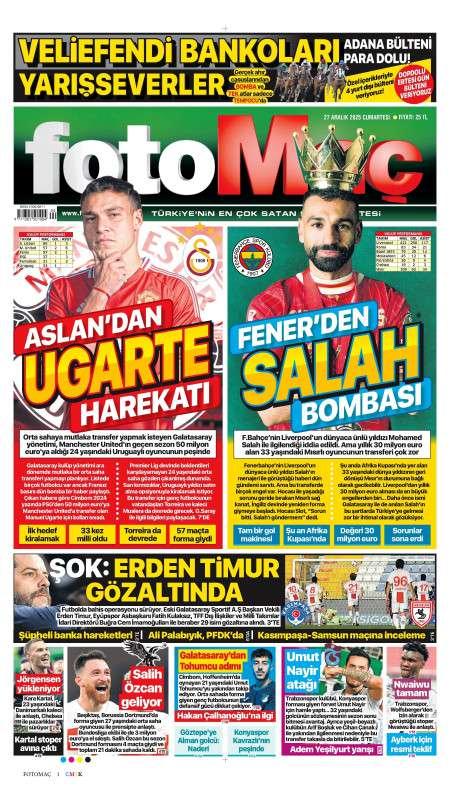 28 Aralık 2025 Fotomaç Gazetesi Manşetleri