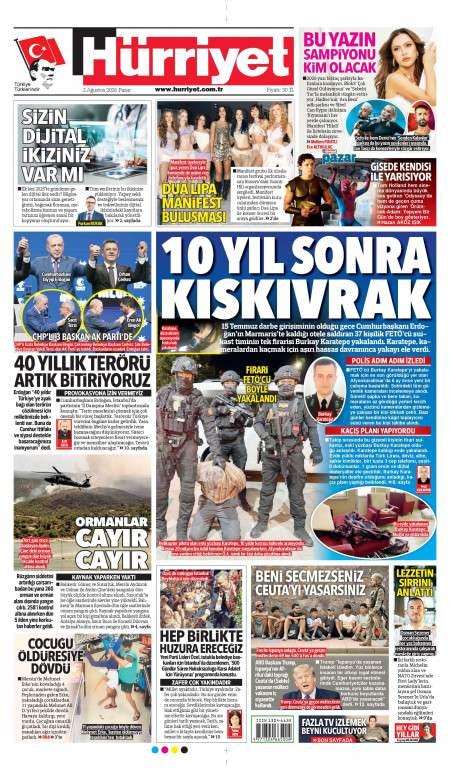 03 Ağustos 2026 Hürriyet Gazetesi Manşetleri