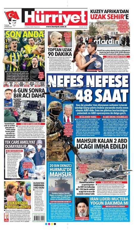 06 Nisan 2026 Hürriyet Gazetesi Manşetleri