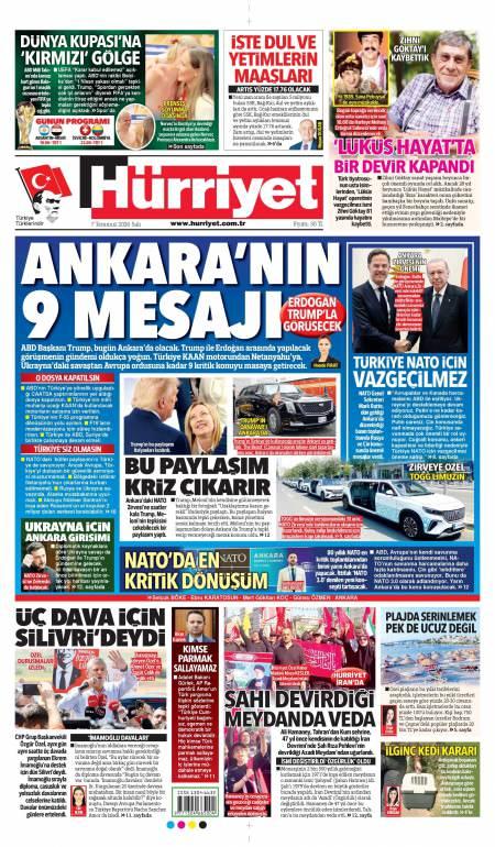 07 Temmuz 2026 Hürriyet Gazetesi Manşetleri