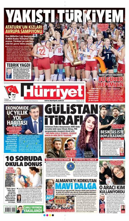 07 Eylül 2026 Hürriyet Gazetesi Manşetleri
