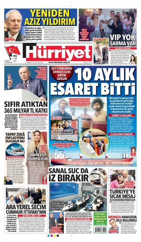 08 Haziran 2026 Hürriyet Gazetesi Manşetleri