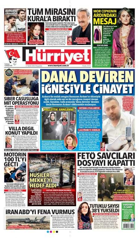 17 Eylül 2026 Hürriyet Gazetesi Manşetleri