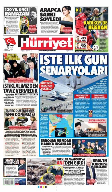 20 Şubat 2026 Hürriyet Gazetesi Manşetleri