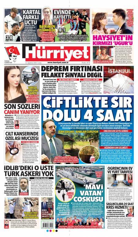 21 Ağustos 2026 Hürriyet Gazetesi Manşetleri