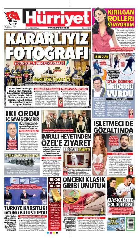 23 Aralık 2025 Hürriyet Gazetesi Manşetleri