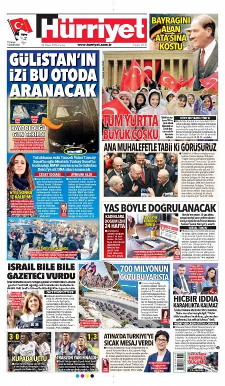 24 Nisan 2026 Hürriyet Gazetesi Manşetleri