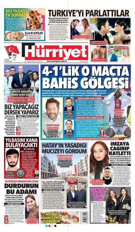 28 Aralık 2025 Hürriyet Gazetesi Manşetleri
