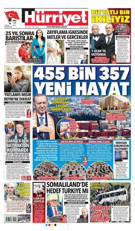 28 Aralık 2025 Hürriyet Gazetesi Manşetleri