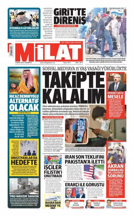 02 Mayıs 2026 Milat Gazetesi Manşetleri