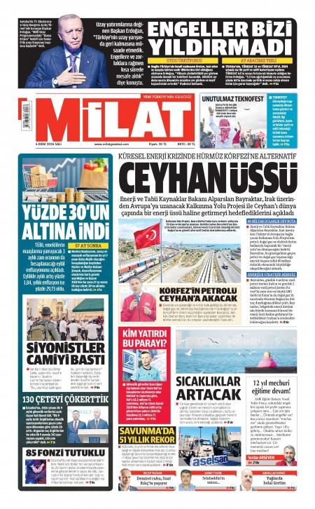 07 Ekim 2026 Milat Gazetesi Manşetleri