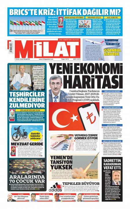 07 Eylül 2026 Milat Gazetesi Manşetleri