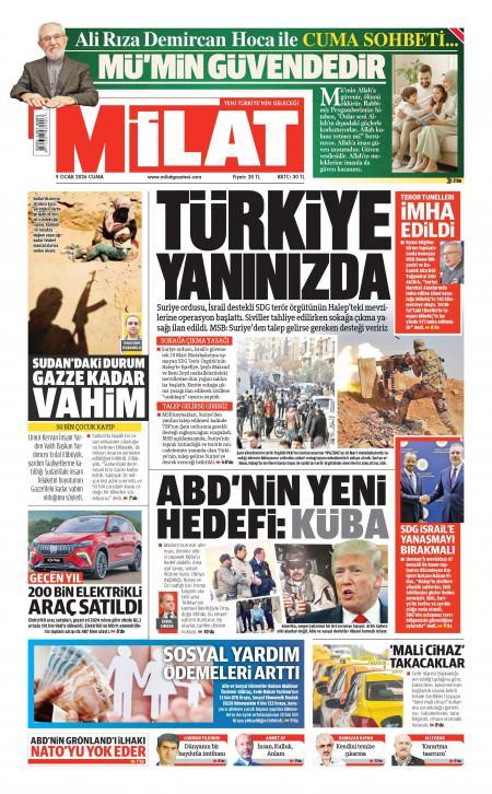 10 Ocak 2026 Milat Gazetesi Manşetleri