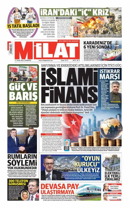 17 Ocak 2026 Milat Gazetesi Manşetleri