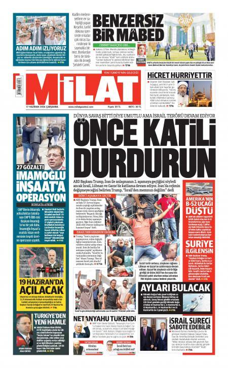 18 Haziran 2026 Milat Gazetesi Manşetleri
