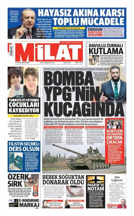 18 Ocak 2026 Milat Gazetesi Manşetleri