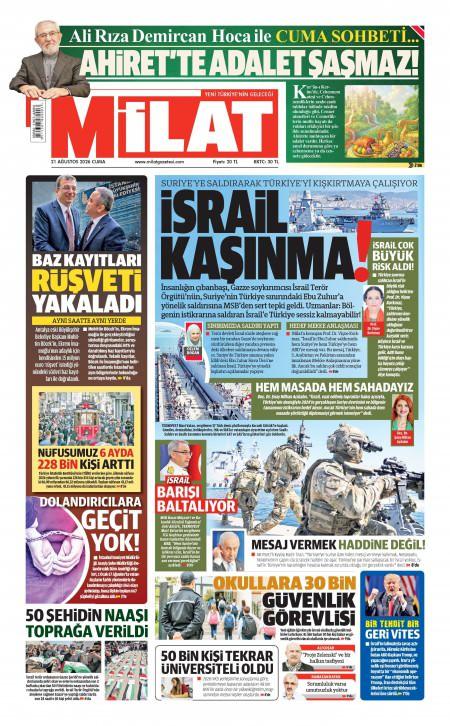 21 Ağustos 2026 Milat Gazetesi Manşetleri