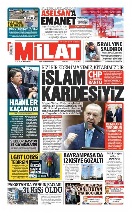 22 Ocak 2026 Milat Gazetesi Manşetleri