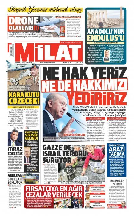 26 Aralık 2025 Milat Gazetesi Manşetleri