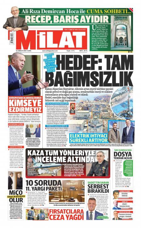 26 Aralık 2025 Milat Gazetesi Manşetleri