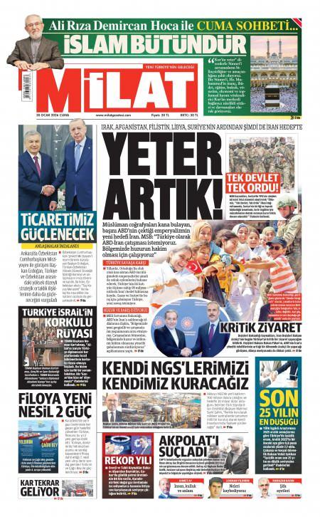 30 Ocak 2026 Milat Gazetesi Manşetleri