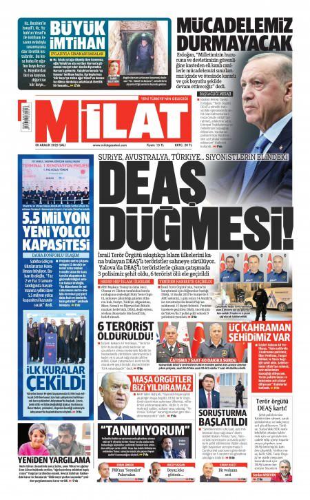 30 Aralık 2025 Milat Gazetesi Manşetleri