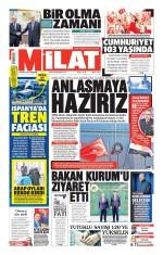 29 Ekim 2026 Milat Gazetesi Manşetleri