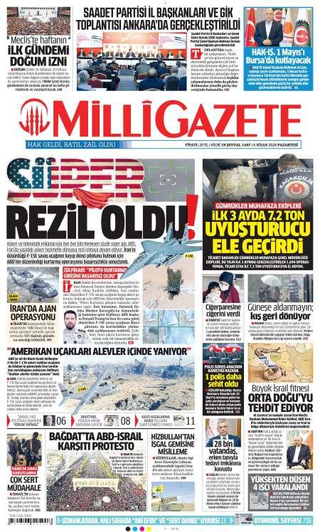 06 Nisan 2026 Milli Gazete Gazetesi Manşetleri