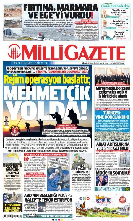 10 Ocak 2026 Milli Gazete Gazetesi Manşetleri