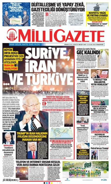 10 Ocak 2026 Milli Gazete Gazetesi Manşetleri