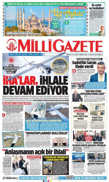 22 Aralık 2025 Milli Gazete Gazetesi Manşetleri