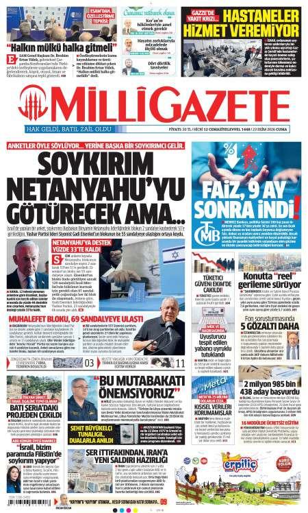 23 Ekim 2026 Milli Gazete Gazetesi Manşetleri