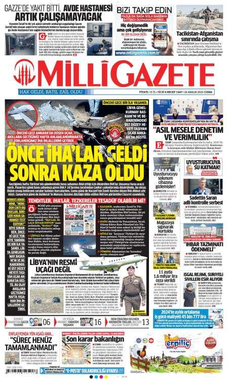 26 Aralık 2025 Milli Gazete Gazetesi Manşetleri