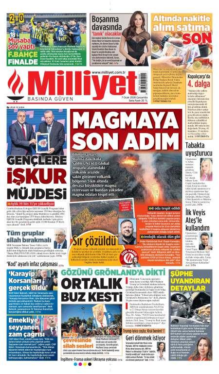 07 Ocak 2026 Milliyet Gazetesi Manşetleri