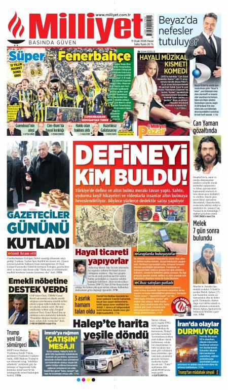 11 Ocak 2026 Milliyet Gazetesi Manşetleri