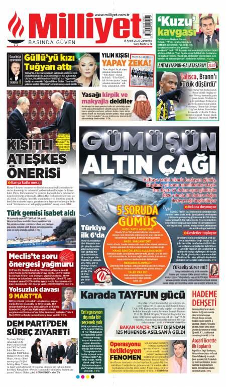 13 Aralık 2025 Milliyet Gazetesi Manşetleri