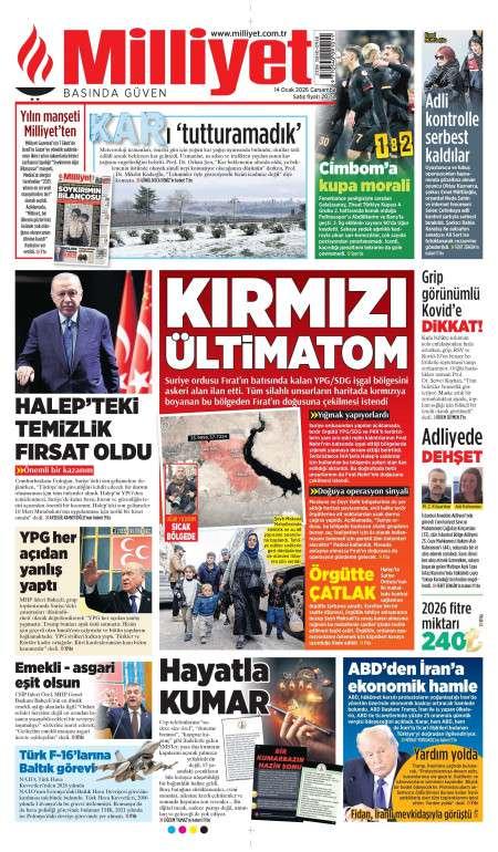 14 Ocak 2026 Milliyet Gazetesi Manşetleri