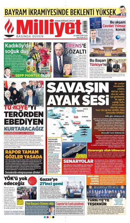 20 Şubat 2026 Milliyet Gazetesi Manşetleri