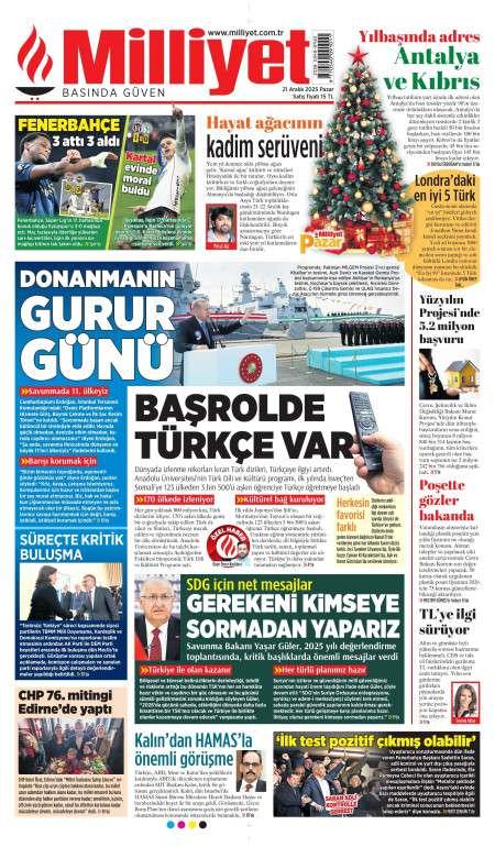 22 Aralık 2025 Milliyet Gazetesi Manşetleri