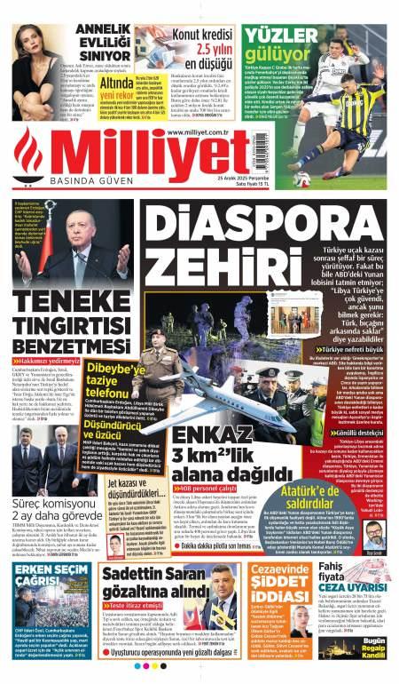 26 Aralık 2025 Milliyet Gazetesi Manşetleri