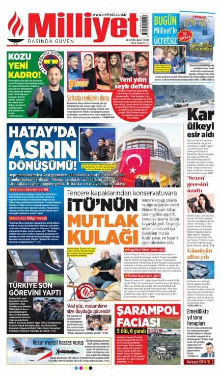 28 Aralık 2025 Milliyet Gazetesi Manşetleri